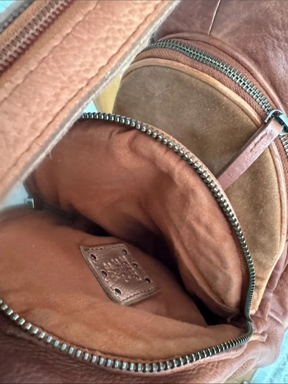 We the Free Brown Leather Sling Backpack